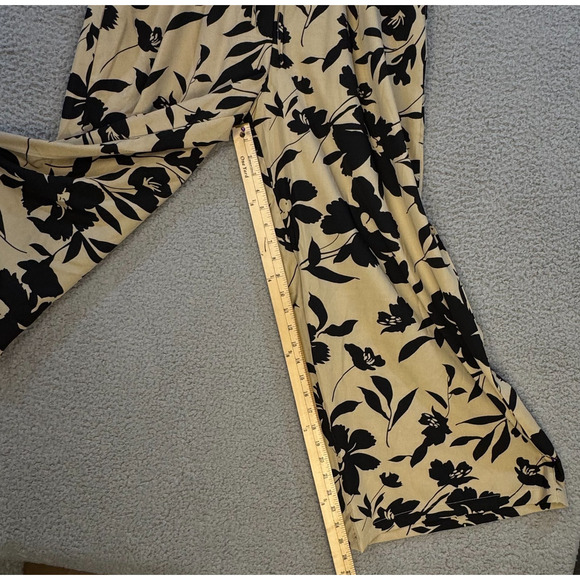Emery Rose Womens Tan Black Floral Wide Leg Pants XL Regular - Picture 4 of 10